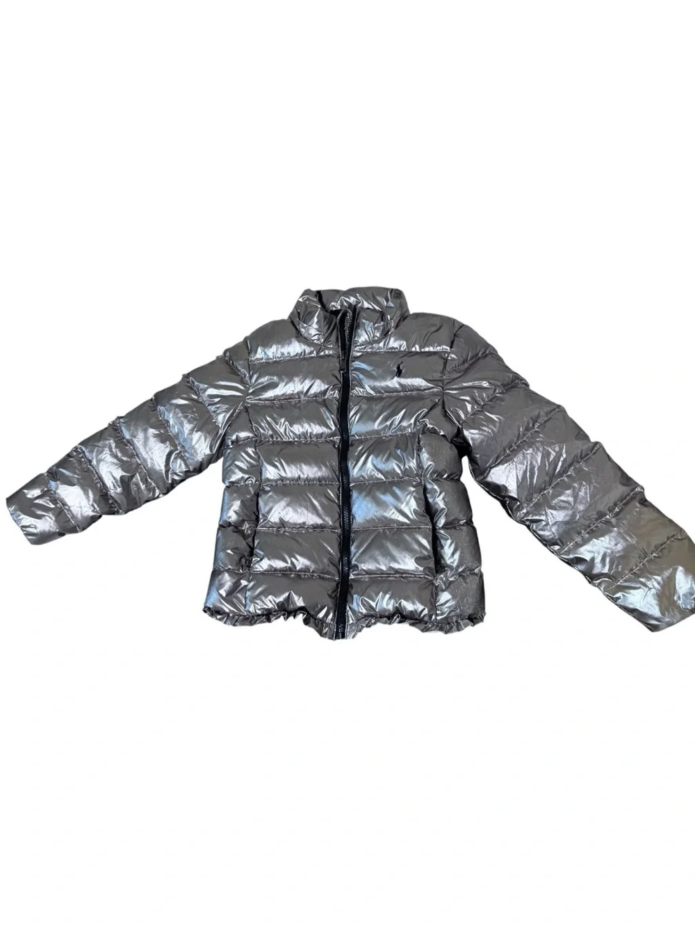 Ralph Lauren Silver Metallic Kids Puffer Jacket